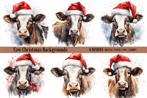 Charming Cow Christmas Backgrounds for Festive Projects