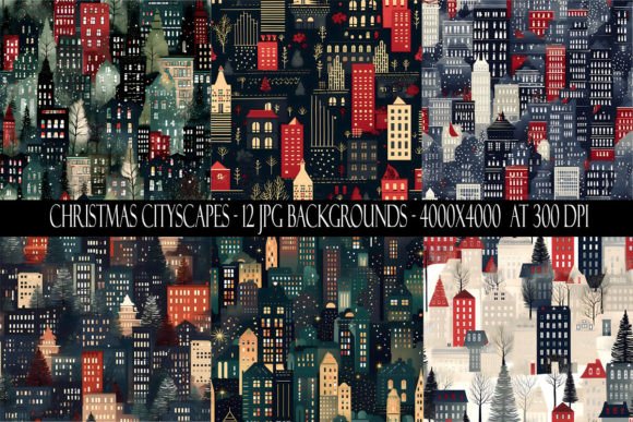 Christmas Cityscape Backgrounds: Festive Urban Design Assets