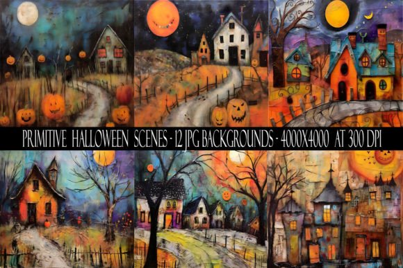 Crafting Autumnal Atmosphere with Primitive Halloween Scene Backgrounds