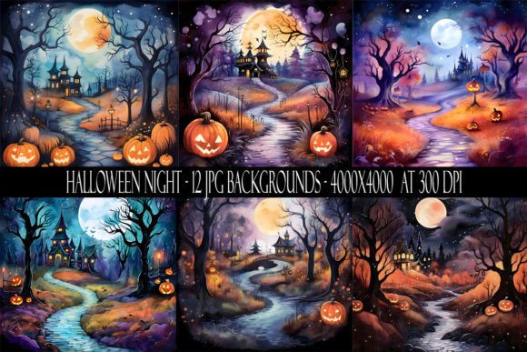 Elevate Your Autumn Designs with Halloween Night Backgrounds