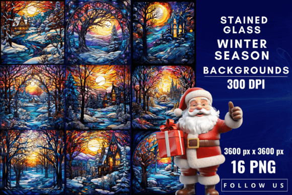Enchanting Stained Glass Winter Season Backgrounds