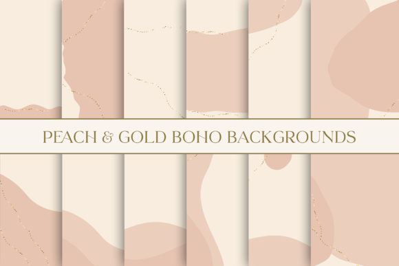 Peach Gold Abstract Boho Backgrounds: Your Go-To Design Asset