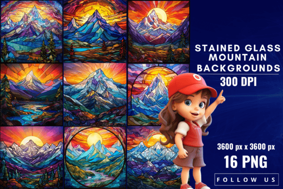 Transform Your Projects with Stained Glass Mountain Backgrounds
