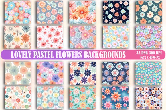 Unlock Soft Aesthetics with the Lovely Pastel Flowers Backgrounds Bundle
